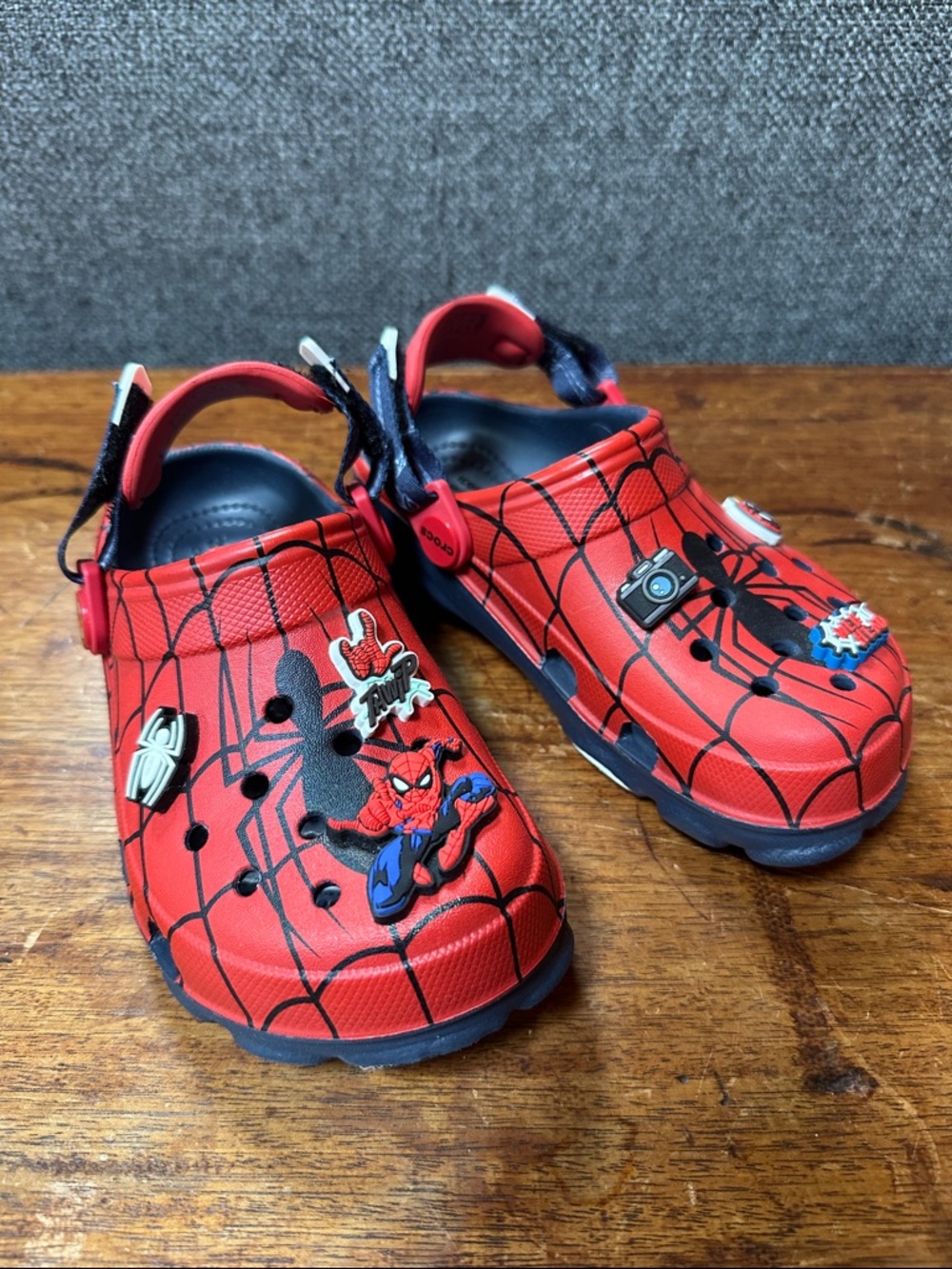 Spider-Man Crocs with shoe charms